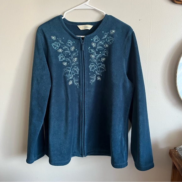 3/$40 Penman’s Teal Fleece Full Zip Long Sleeve Sweater with a embroidered chest - Picture 1 of 7